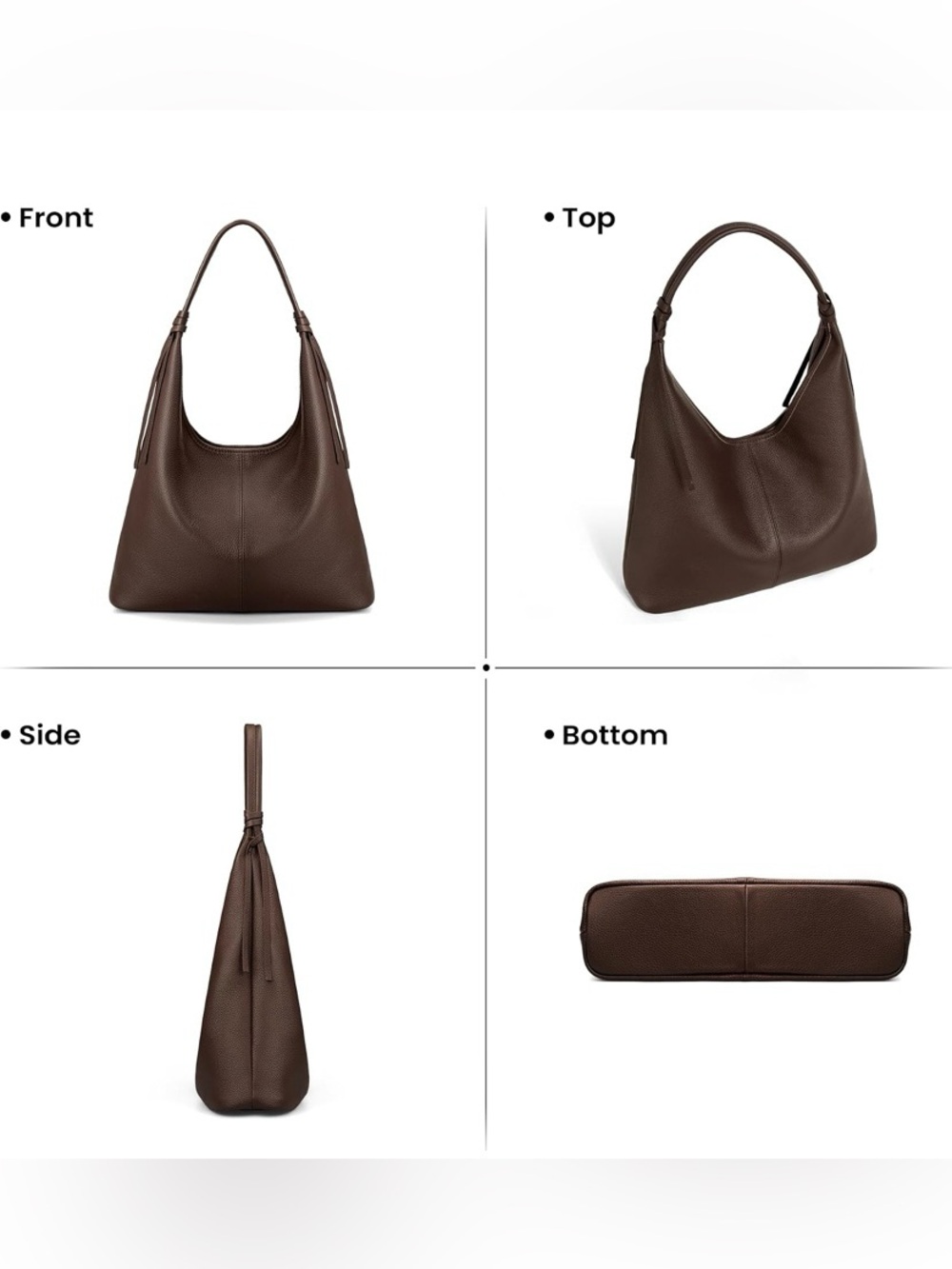 Befen Coffee Brown Leather Hobo Bag with Tassel Details - Picture 6 of 7